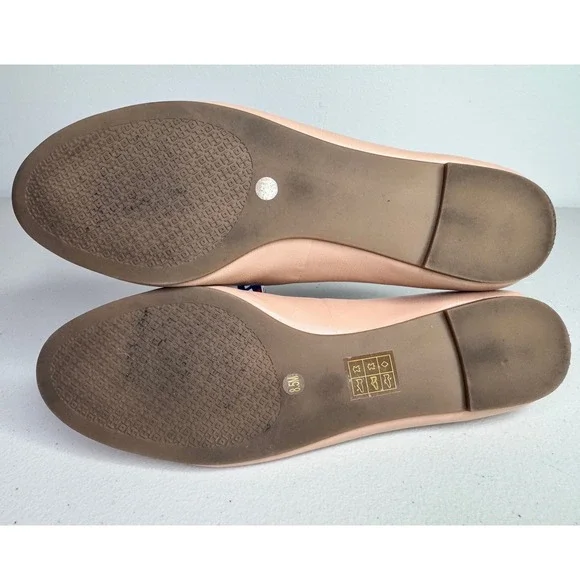 Tory Burch Melinda Nude Powder Coated Leather Ballet Flats Women's 8.5 - Picture 9 of 10